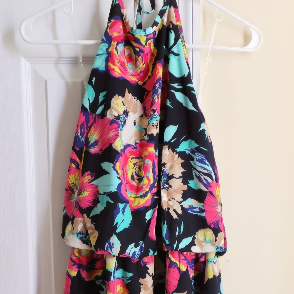 Peach Love Floral Halter Dress